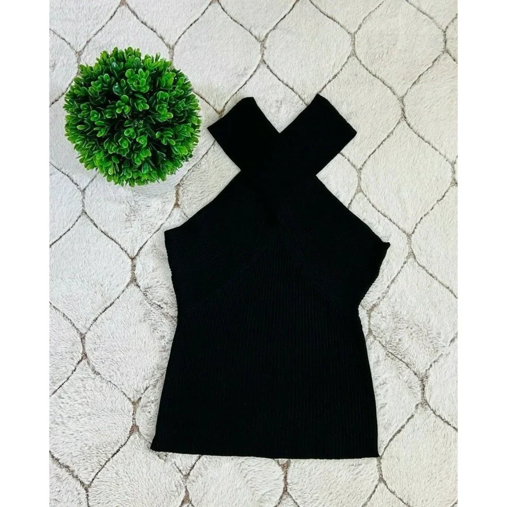 DAIMARAN Sao Paulo Women's Fashion Tank Top Criss Cross Sleeveless Black S - Picture 2 of 3